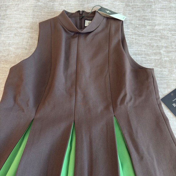 Tuckernuck Brown Green Demitasse Griffiths Dress NWT Size Small Lined - Picture 4 of 11